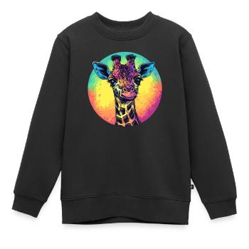 Bunte Giraffe mit Farbverlauf - Kinder Premium Organic Sweatshirt - Schwarz - Vorne - AI Model Kid Female (0cm)