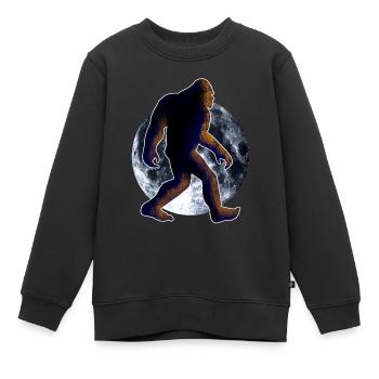 Bigfoot Sasquatch und Mond - Kinder Premium Organic Sweatshirt - Schwarz - Vorne - AI Model Kid Female (0cm)