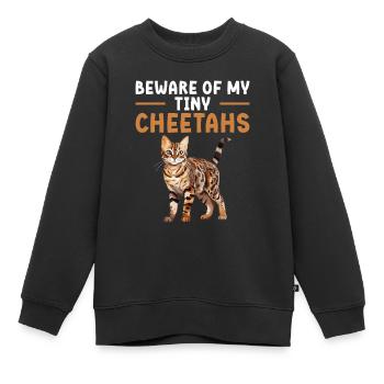 Achten Sie Auf Meine Winzigen Geparden - Kinder Premium Organic Sweatshirt - Schwarz - Vorne - AI Model Kid Female (0cm)