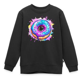 Explosion de beignets colorés - Sweat Premium enfant bio - noir - Devant - AI Model Kid Female (0cm)
