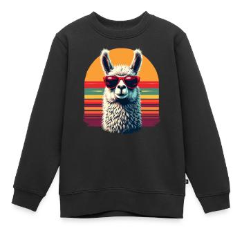 Lunettes de soleil rétro alpaga lama bande dessinée Andes Cool - Sweat Premium enfant bio - noir - Devant - AI Model Kid Female (0cm)
