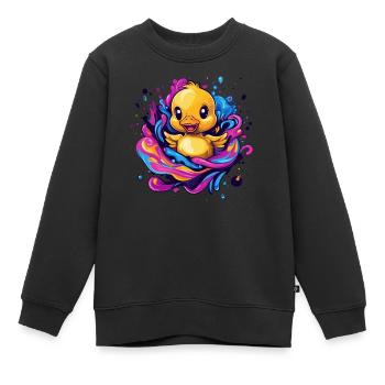 Quietschende Badeente Splash - Kinder Premium Organic Sweatshirt - Schwarz - Vorne - AI Model Kid Female (0cm)