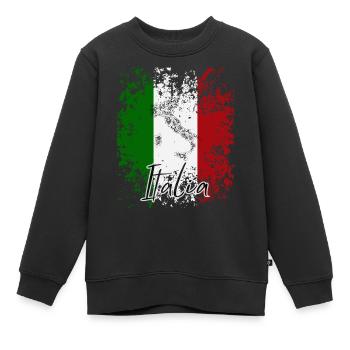 Italienische Flagge, italienischer Stolz - Kinder Premium Organic Sweatshirt - Schwarz - Vorne - AI Model Kid Female (0cm)