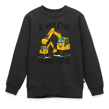 Futur Grand Frère Je vais être Grand Frère - Sweat Premium enfant bio - noir - Devant - AI Model Kid Female (0cm)