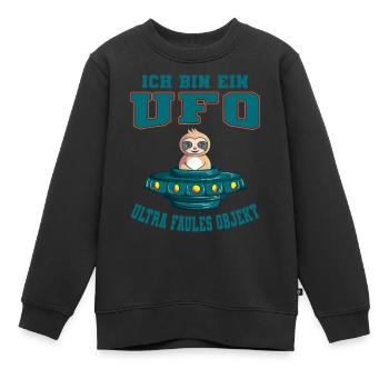 Ich Bin Ein UFO Ultra Faules Objekt Faultier Alien - Kinder Premium Organic Sweatshirt - Schwarz - Vorne - AI Model Kid Female (0cm)