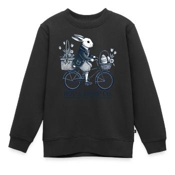 Ostern Retro Hase Überraschung Lieferungen Fahrrad - Kinder Premium Organic Sweatshirt - Schwarz - Vorne - AI Model Kid Female (0cm)