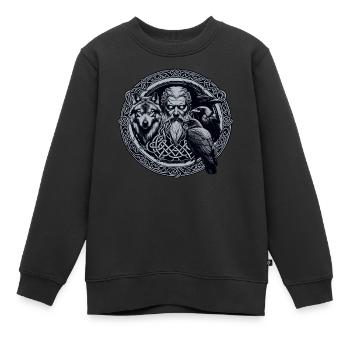 Odin Wikinger Valhalla Vikinger Hammer Thor Odin - Kinder Premium Organic Sweatshirt - Schwarz - Vorne - AI Model Kid Female (0cm)