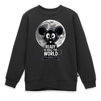 Prêt à conquérir le monde – Souris au clair de lune - Sweat Premium enfant bio - noir - Devant - AI Model Kid Female (0cm)