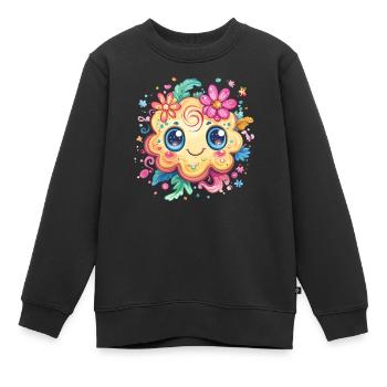 Keks mit Blumenlächeln - Kinder Premium Organic Sweatshirt - Schwarz - Vorne - AI Model Kid Female (0cm)