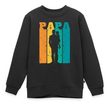 Retro Dad Silhouette – Vintage Style Father's Day - Kids Premium Organic Sweatshirt - black - Front - AI Model Kid Female (0cm)