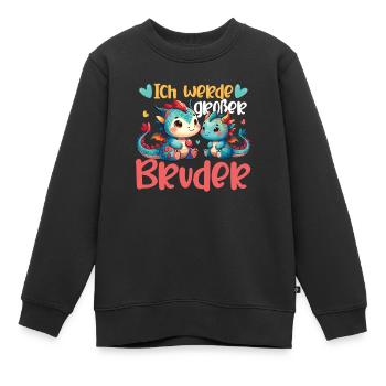 Annoncer la progéniture | Je vais être un grand frère en 2026 - Sweat Premium enfant bio - noir - Devant - AI Model Kid Female (0cm)