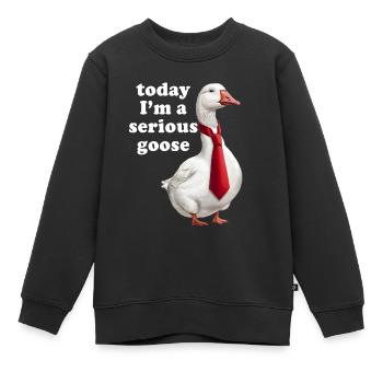 Aujourd’hui, je suis une oie sérieuse - Sweat Premium enfant bio - noir - Devant - AI Model Kid Female (0cm)