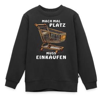 PANIER D’ACHAT FAIRE DE LA PLACE DOIT FAIRE SES ACHATS - Sweat Premium enfant bio - noir - Devant - AI Model Kid Female (0cm)