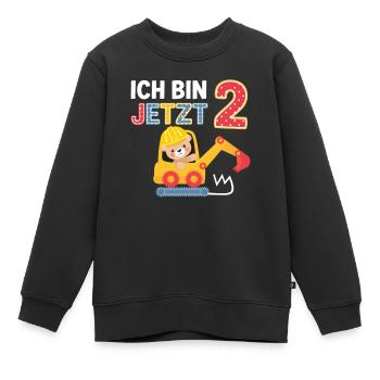 Ich bin jetzt 2 Bagger Bär 2. Geburtstag - Kinder Premium Organic Sweatshirt - Schwarz - Vorne - AI Model Kid Female (0cm)