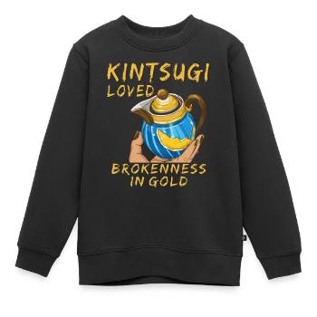 KINTSUGI AIMAIT LA BRISURE EN OR - Sweat Premium enfant bio - noir - Devant - AI Model Kid Female (0cm)