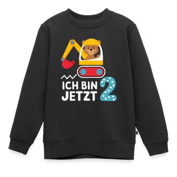 Ich bin jetzt 2 Bagger Bär 2. Geburtstag - Kinder Premium Organic Sweatshirt - Schwarz - Vorne - AI Model Kid Female (0cm)