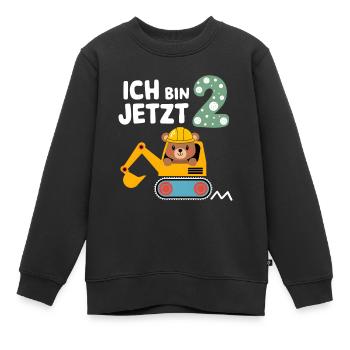 Ich bin jetzt 2 Bagger Bär 2. Geburtstag - Kinder Premium Organic Sweatshirt - Schwarz - Vorne - AI Model Kid Female (0cm)
