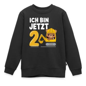Ich bin jetzt 2 Bagger Bär 2. Geburtstag - Kinder Premium Organic Sweatshirt - Schwarz - Vorne - AI Model Kid Female (0cm)