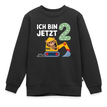 Ich bin jetzt 2 Bagger Bär 2. Geburtstag - Kinder Premium Organic Sweatshirt - Schwarz - Vorne - AI Model Kid Female (0cm)
