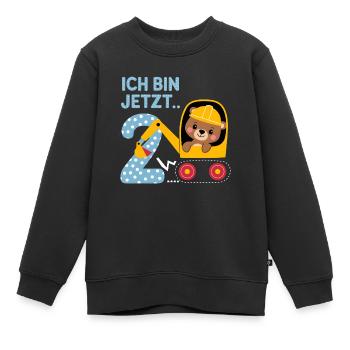 Ich bin jetzt 2 Bagger Bär 2. Geburtstag - Kinder Premium Organic Sweatshirt - Schwarz - Vorne - AI Model Kid Female (0cm)