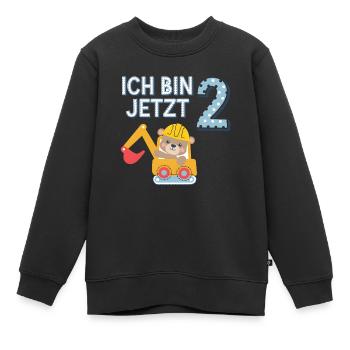 Ich bin jetzt 2 Bagger Bär 2. Geburtstag - Kinder Premium Organic Sweatshirt - Schwarz - Vorne - AI Model Kid Female (0cm)