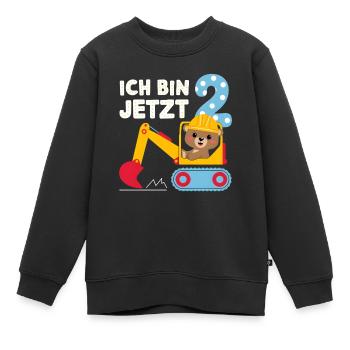 Ich bin jetzt 2 Bagger Bär 2. Geburtstag - Kinder Premium Organic Sweatshirt - Schwarz - Vorne - AI Model Kid Female (0cm)