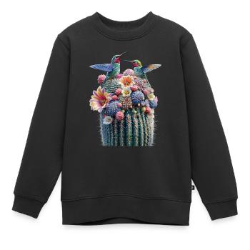 Kaktus - Kinder Premium Organic Sweatshirt - Schwarz - Vorne - AI Model Kid Female (0cm)