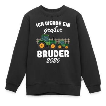 Annoncer la progéniture | Je vais être un grand frère en 2026 - Sweat Premium enfant bio - noir - Devant - AI Model Kid Female (0cm)