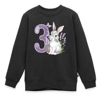 3. Geburtstag 3 Jahre Hase Häschen Lavendel Lila - Kinder Premium Organic Sweatshirt - Schwarz - Vorne - AI Model Kid Female (0cm)