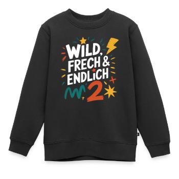 Wild, Frech & Endlich 2 Jahre 2. Geburtstag - Kinder Premium Organic Sweatshirt - Schwarz - Vorne - AI Model Kid Female (0cm)