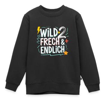 Wild, Frech & Endlich 2 Jahre 2. Geburtstag - Kinder Premium Organic Sweatshirt - Schwarz - Vorne - AI Model Kid Female (0cm)