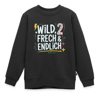 Wild, Frech & Endlich 2 Jahre 2. Geburtstag - Kinder Premium Organic Sweatshirt - Schwarz - Vorne - AI Model Kid Female (0cm)