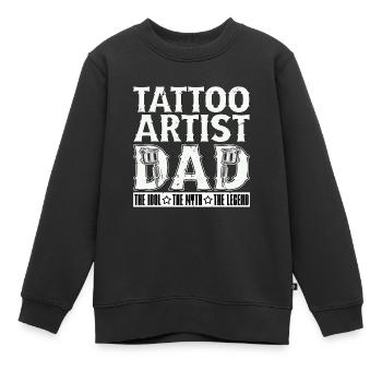 Tatoueur Papa L’Idole Le Mythe Arts du tatouage - Sweat Premium enfant bio - noir - Devant - AI Model Kid Female (0cm)