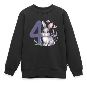 4. Geburtstag 4 Jahre Hase Häschen Lavendel Lila - Kinder Premium Organic Sweatshirt - Schwarz - Vorne - AI Model Kid Female (0cm)