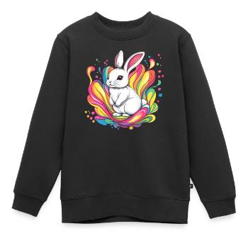 Weißes Kaninchen mit Farben - Kinder Premium Organic Sweatshirt - Schwarz - Vorne - AI Model Kid Female (0cm)