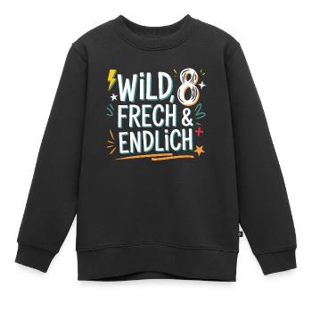 Sauvage, effronté et enfin 8 ans 8e anniversaire - Sweat Premium enfant bio - noir - Devant - AI Model Kid Female (0cm)