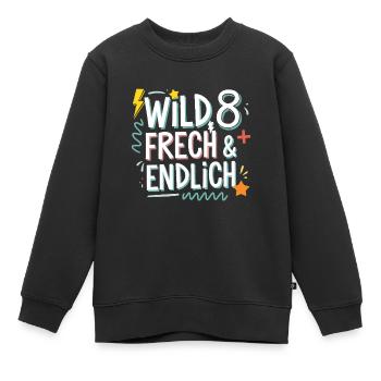 Sauvage, effronté et enfin 8 ans 8e anniversaire - Sweat Premium enfant bio - noir - Devant - AI Model Kid Female (0cm)