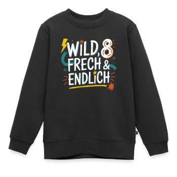 Sauvage, effronté et enfin 8 ans 8e anniversaire - Sweat Premium enfant bio - noir - Devant - AI Model Kid Female (0cm)