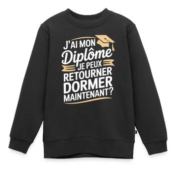 Ich habe mein Diplom, ich kann wieder einschlafen, Humor - Kinder Premium Organic Sweatshirt - Schwarz - Vorne - AI Model Kid Female (0cm)