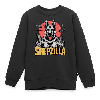 SHEPZILLA – L’empereur de la patte - Sweat Premium enfant bio - noir - Devant - AI Model Kid Female (0cm)