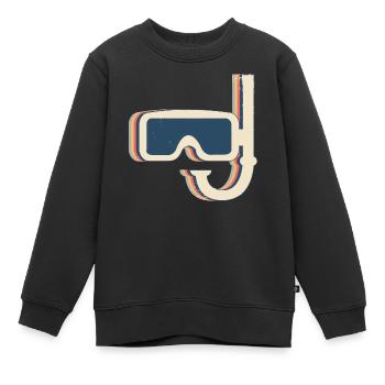 Snorkeling Snorkel Snorkeler Retro Line Art - Kids Premium Organic Sweatshirt - black - Front - AI Model Kid Female (0cm)