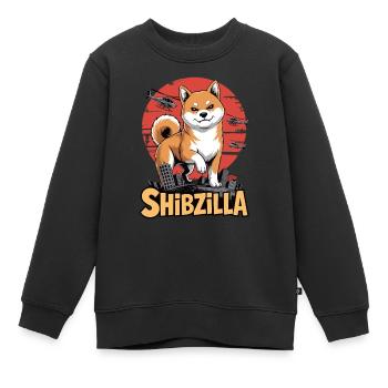 Shibzilla – Chaos avec œil de côté - Sweat Premium enfant bio - noir - Devant - AI Model Kid Female (0cm)