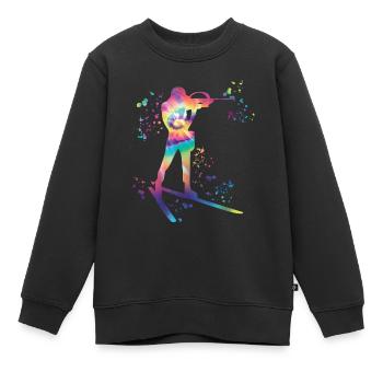 Biathlet Nordische Kombination Biathlon - Kinder Premium Organic Sweatshirt - Schwarz - Vorne - AI Model Kid Female (0cm)