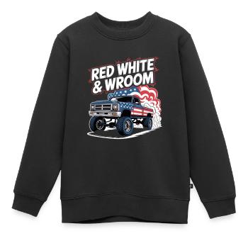4. Juli Truck Bros Red White & Wroom - Kinder Premium Organic Sweatshirt - Schwarz - Vorne - AI Model Kid Female (0cm)