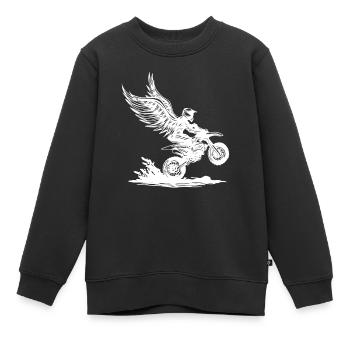 Geflügelter Dirtbike-Fahrer im Soaring Adventure - Kinder Premium Organic Sweatshirt - Schwarz - Vorne - AI Model Kid Female (0cm)