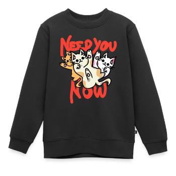 Ich brauche dich jetzt katzen kawaii stil - Kinder Premium Organic Sweatshirt - Schwarz - Vorne - AI Model Kid Female (0cm)