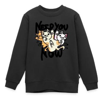 Katzen spruch mit herzen - Kinder Premium Organic Sweatshirt - Schwarz - Vorne - AI Model Kid Female (0cm)