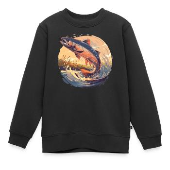 Saumon Saumon - Sweat Premium enfant bio - noir - Devant - AI Model Kid Female (0cm)