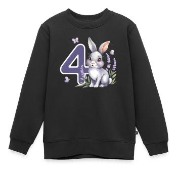 4. Geburtstag 4 Jahre Hase Häschen Lavendel Lila - Kinder Premium Organic Sweatshirt - Schwarz - Vorne - AI Model Kid Female (0cm)