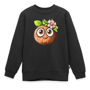 Kokosnuss mit großen Augen - Kinder Premium Organic Sweatshirt - Schwarz - Vorne - AI Model Kid Female (0cm)